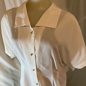 Blouse Vintage White S  gold balls buttons front